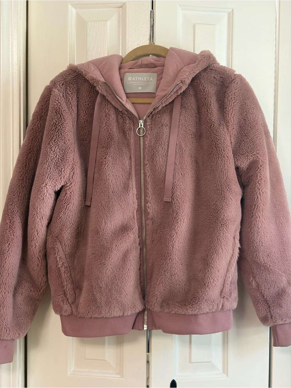 Athleta Ritual Faux Fur Jacket in Dogwood mauve